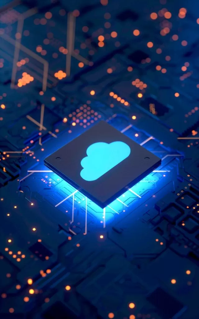 Cloud computing concept on a circuit board